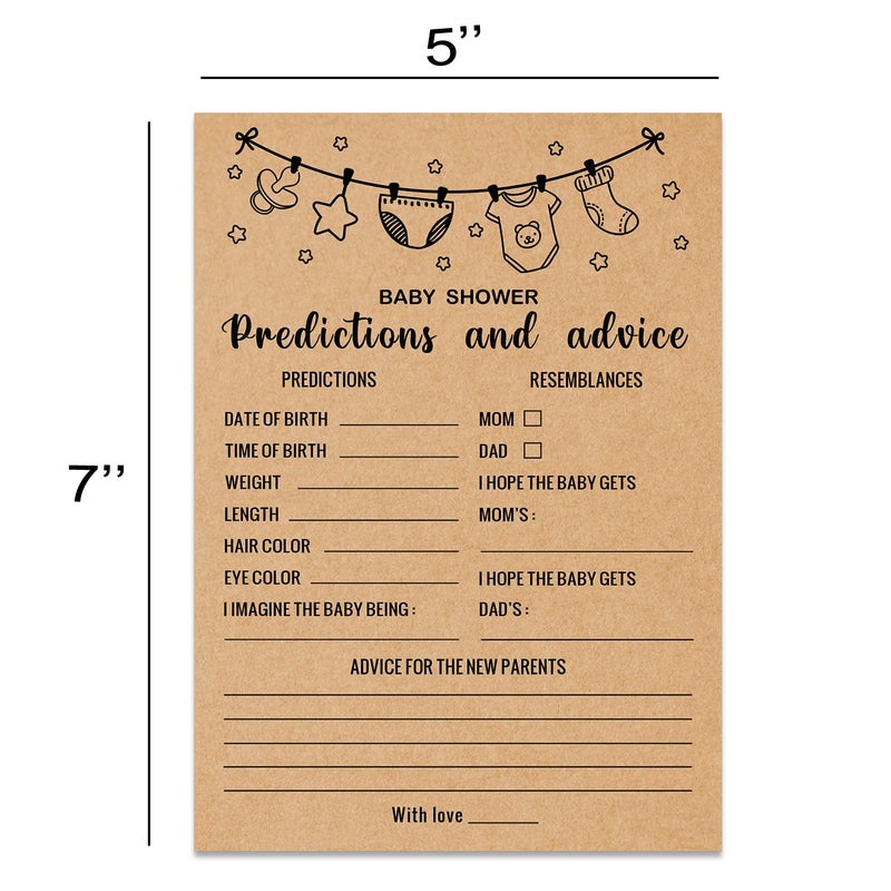 Misaidou Baby Predictions and Advice Baby Shower Game, Girl or Boy Babies New Parent Message Advice Book, Baby Shower Party Games Supplies & Activities, 30 Game Cards Included, Kraft - Image 2